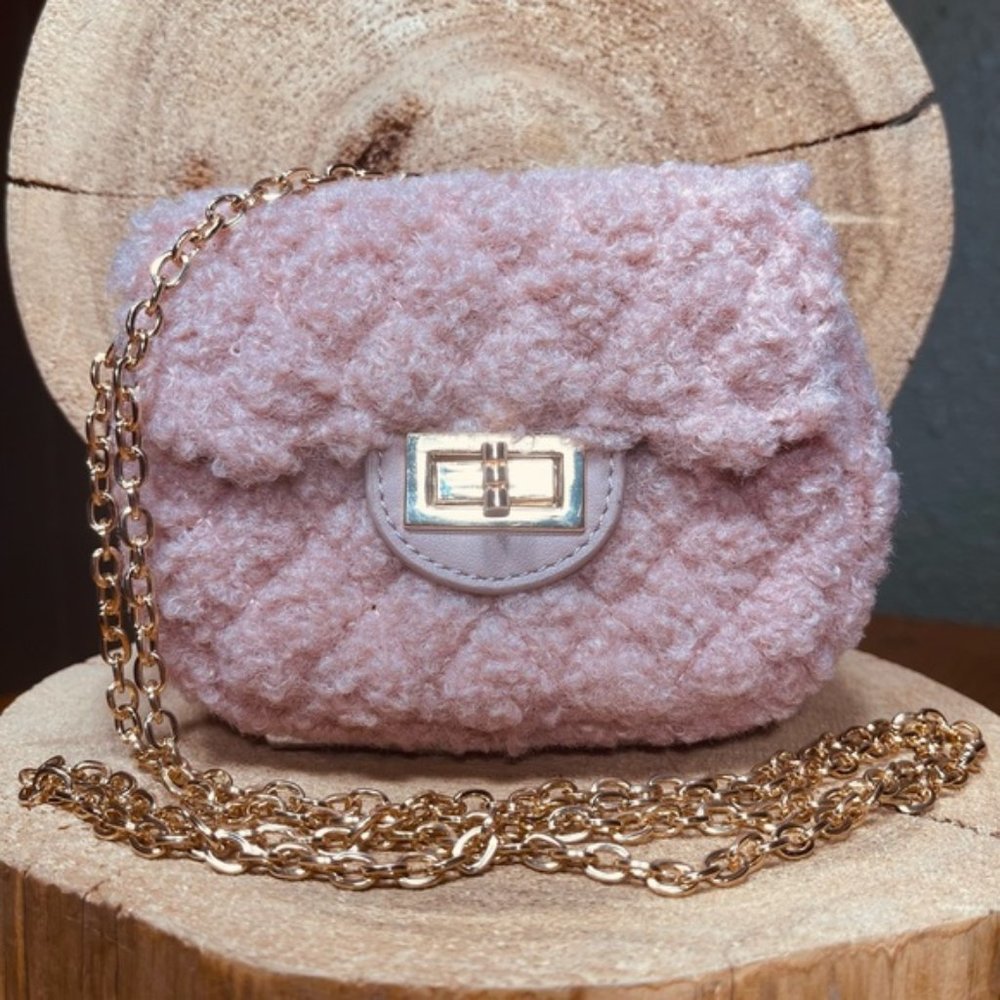 NWT URBAN EXPRESSIONS Amie Mini Sherpa Quilted Crossbody Purse
